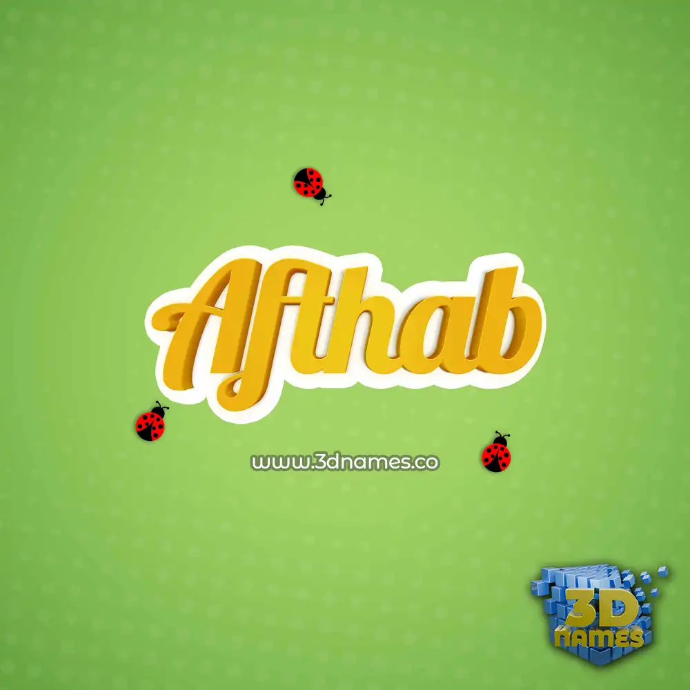 afthab in Ladybugs style - 3D name wallpaper
