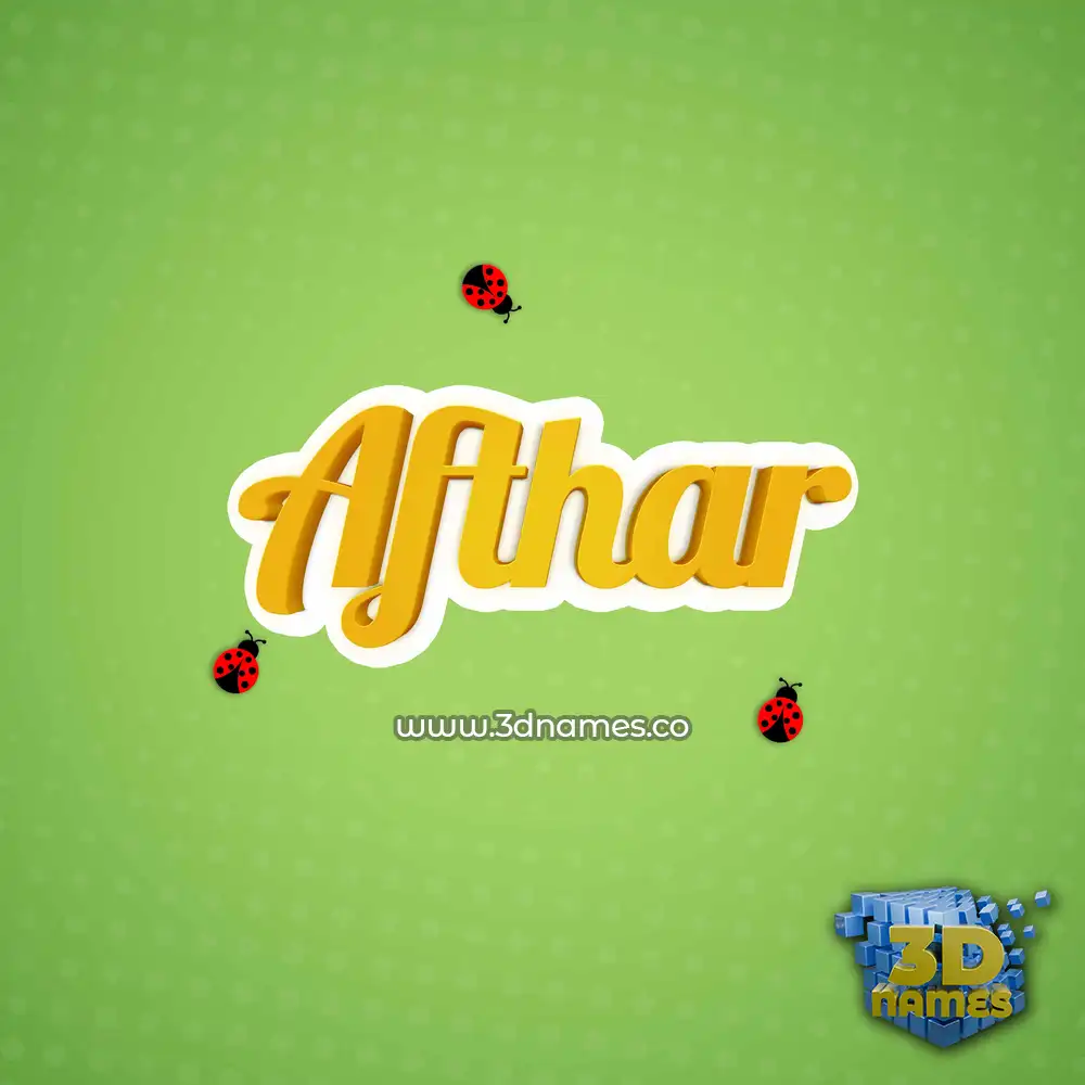 afthar in Ladybugs style - 3D name wallpaper