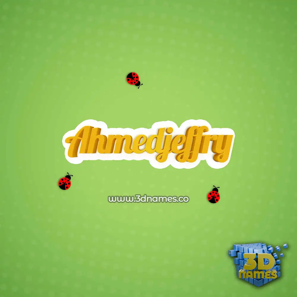 ahmedjeffry in Ladybugs style - 3D name wallpaper