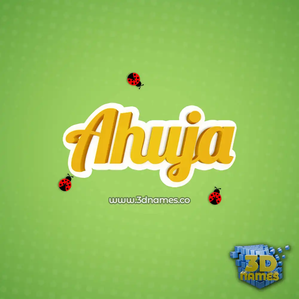 ahuja in Ladybugs style - 3D name wallpaper