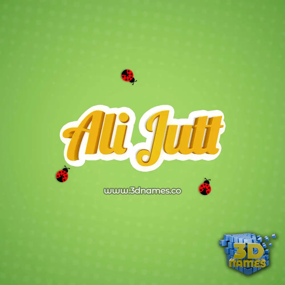 ali jutt in Ladybugs style - 3D name wallpaper
