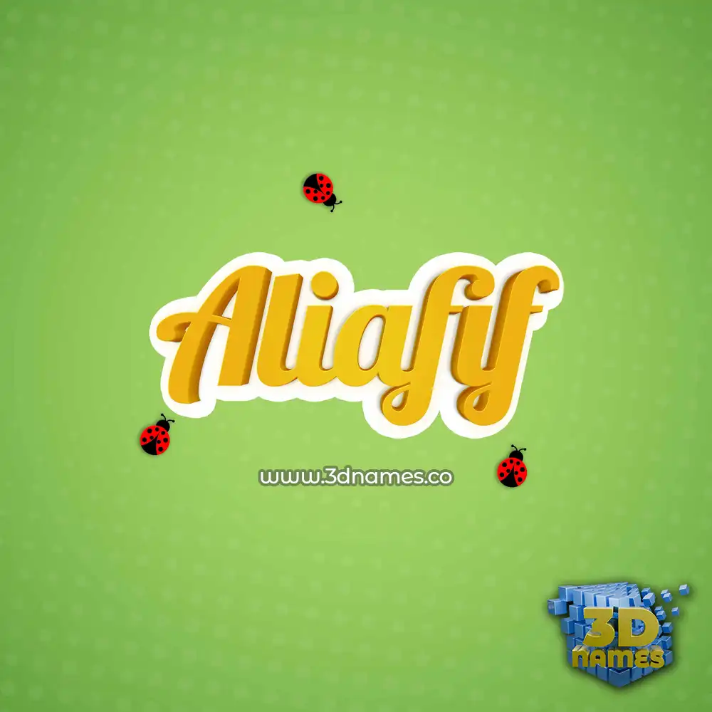 aliafif in Ladybugs style - 3D name wallpaper