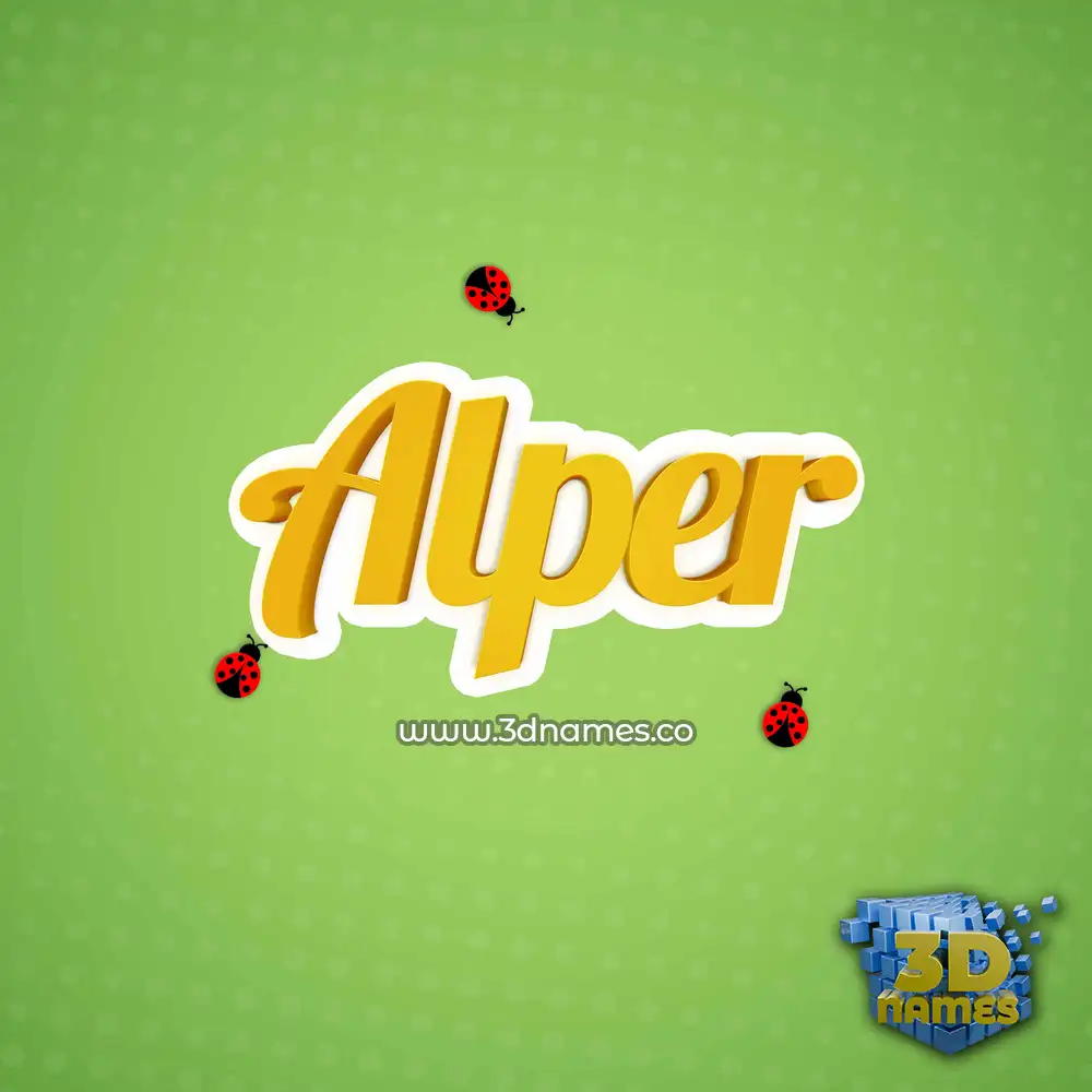 alper in Ladybugs style - 3D name wallpaper