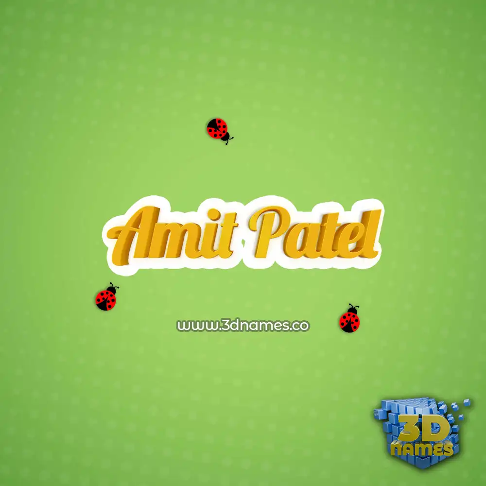 amit patel in Ladybugs style - 3D name wallpaper