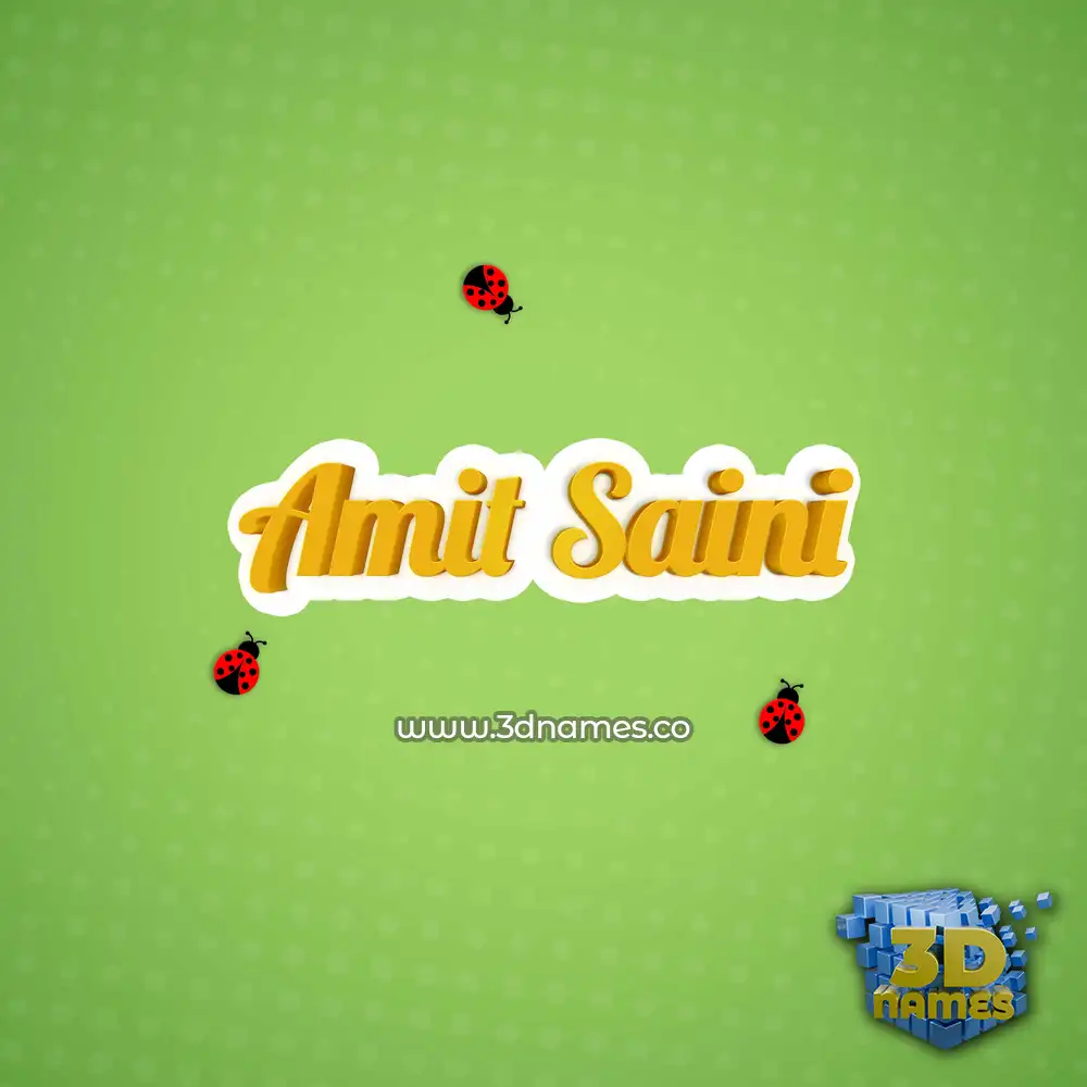 amit saini in Ladybugs style - 3D name wallpaper