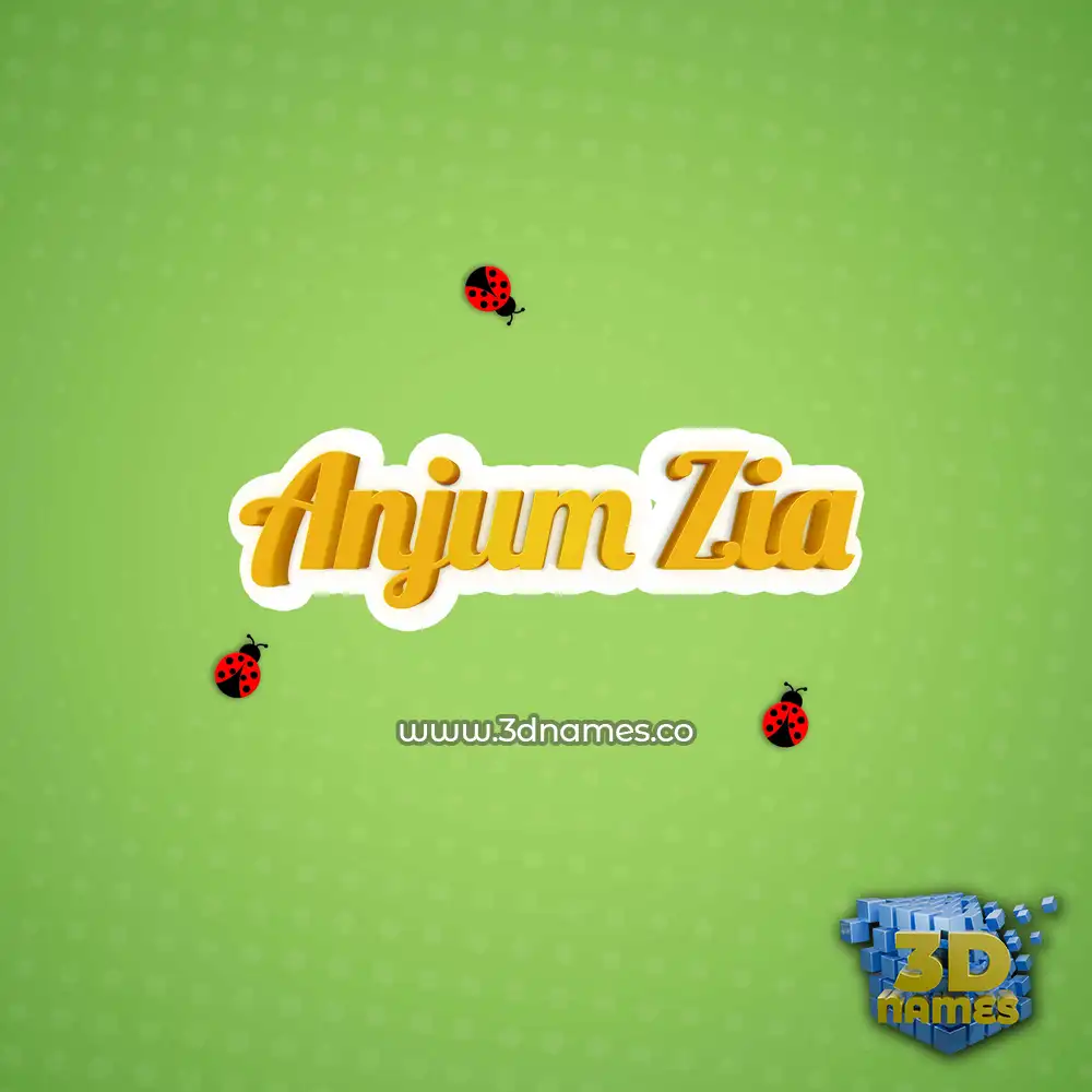 anjum zia in Ladybugs style - 3D name wallpaper