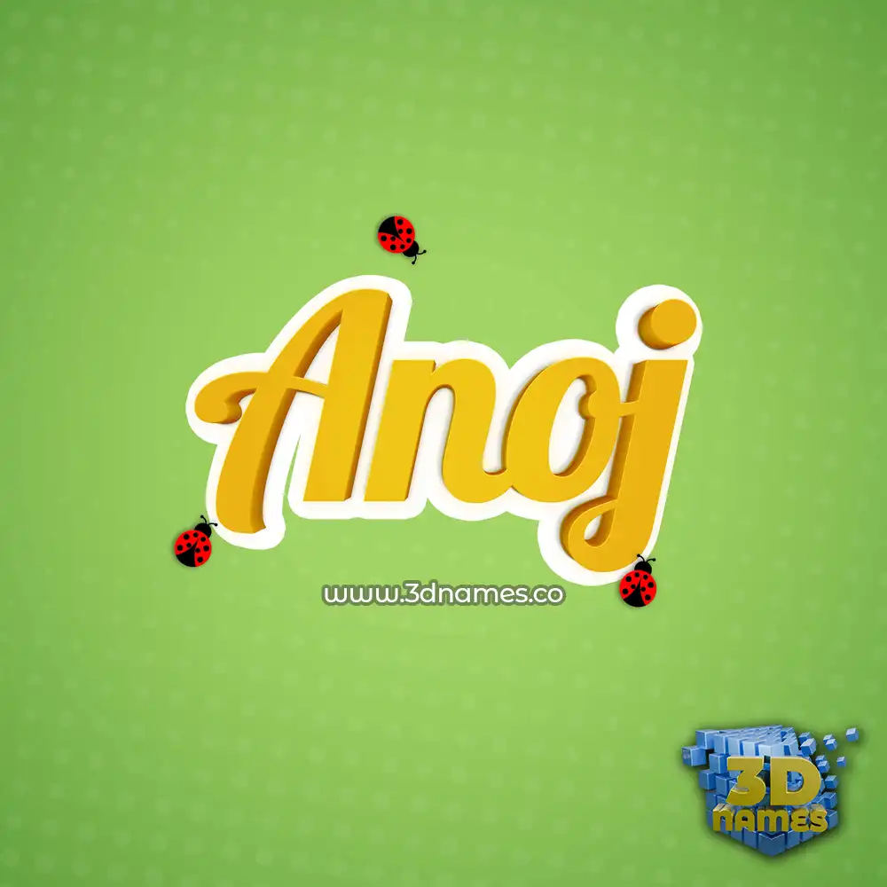 anoj in Ladybugs style - 3D name wallpaper