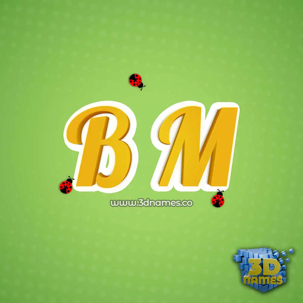 b m in Ladybugs style - 3D name wallpaper
