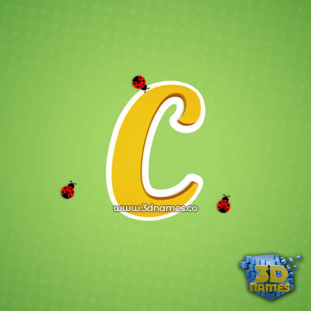c in Ladybugs style - 3D name wallpaper