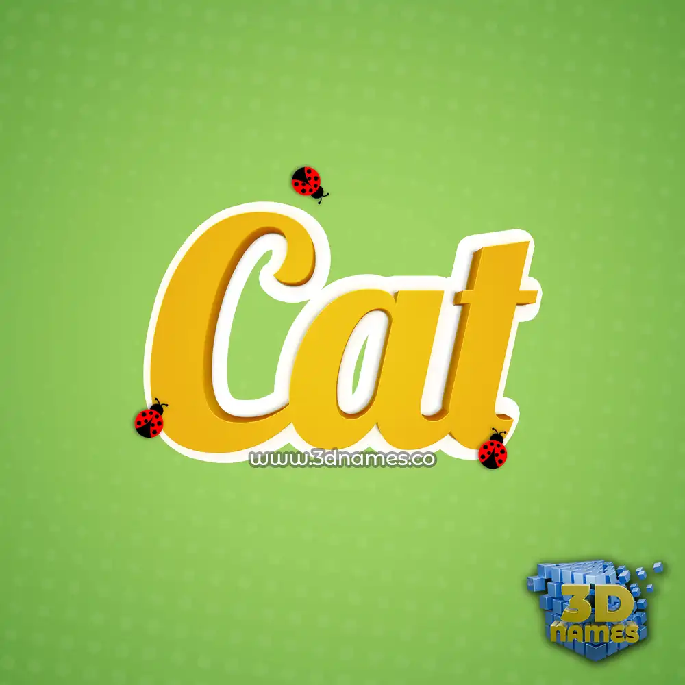 cat in Ladybugs style - 3D name wallpaper