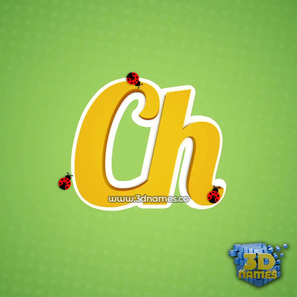 ch in Ladybugs style - 3D name wallpaper