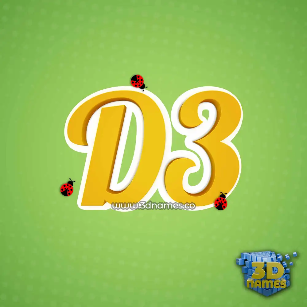 d3 in Ladybugs style - 3D name wallpaper