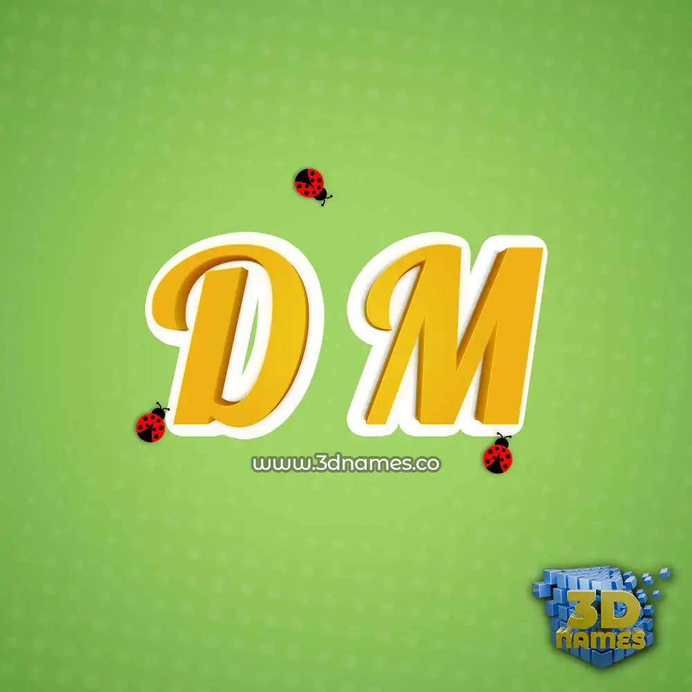 d m in Ladybugs style - 3D name wallpaper
