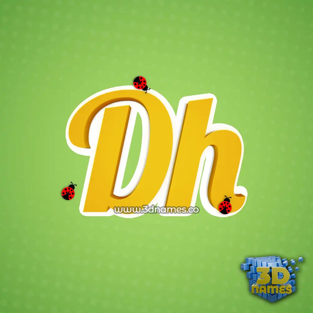 dh in Ladybugs style - 3D name wallpaper