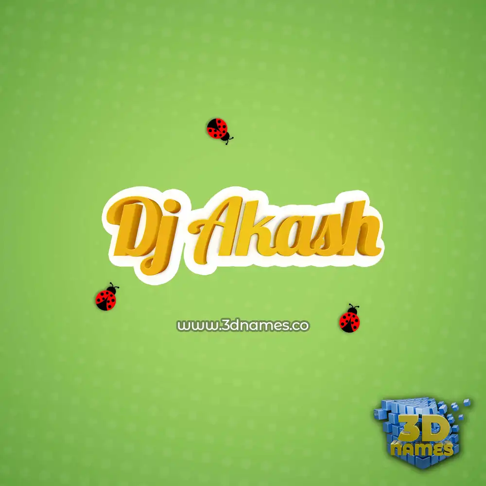 dj akash in Ladybugs style - 3D name wallpaper