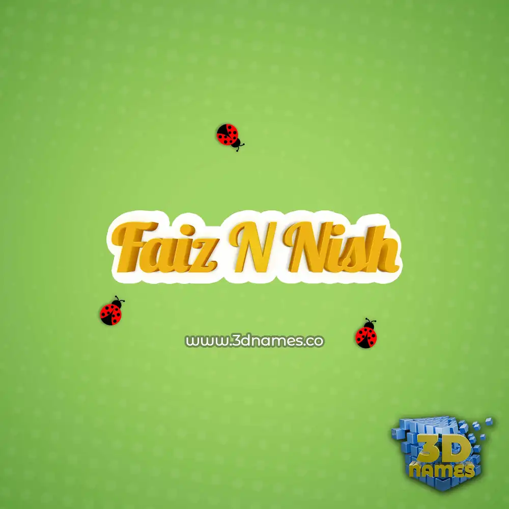 faiz n nish in Ladybugs style - 3D name wallpaper