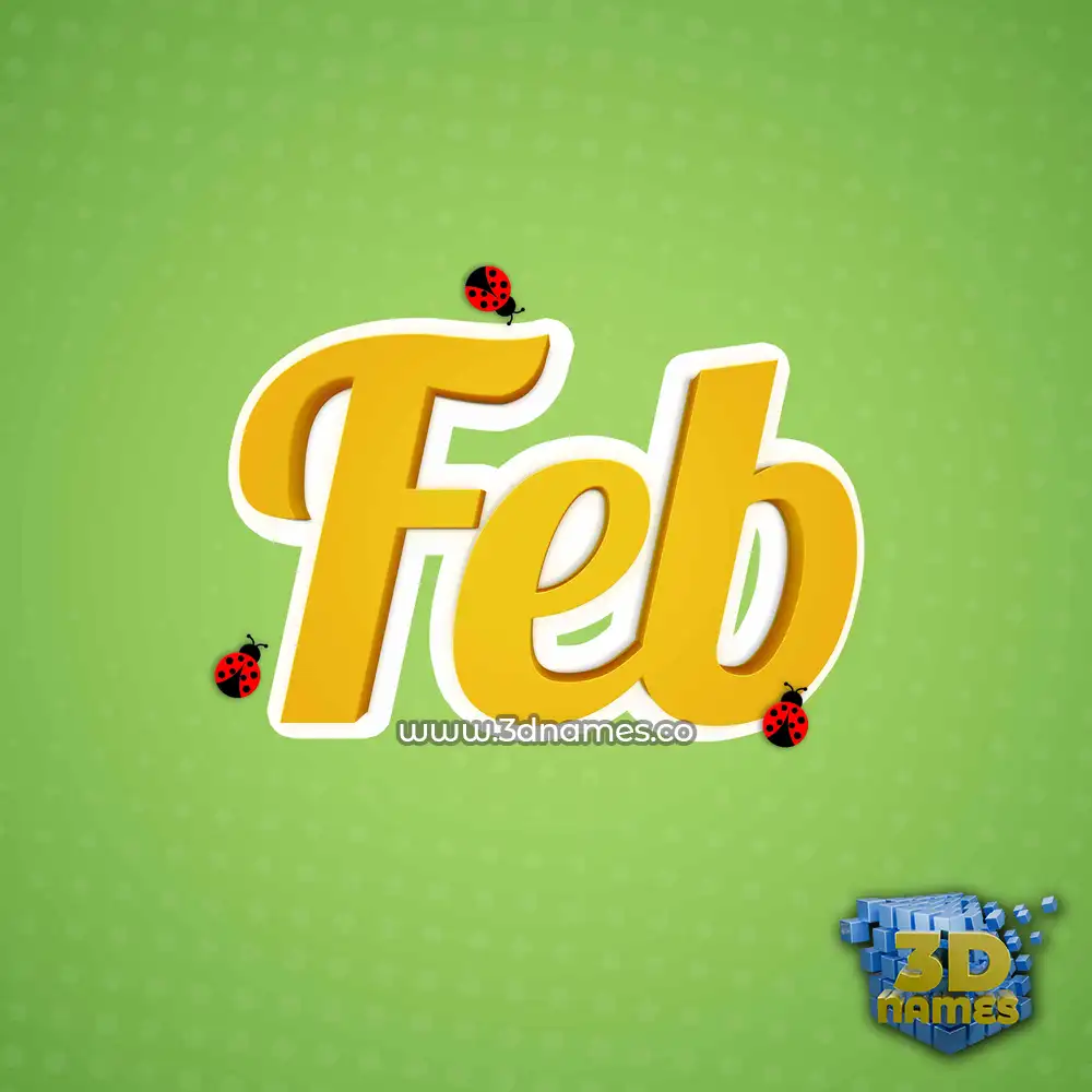 feb in Ladybugs style - 3D name wallpaper