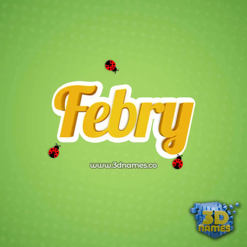 febry in Ladybugs style - 3D name wallpaper