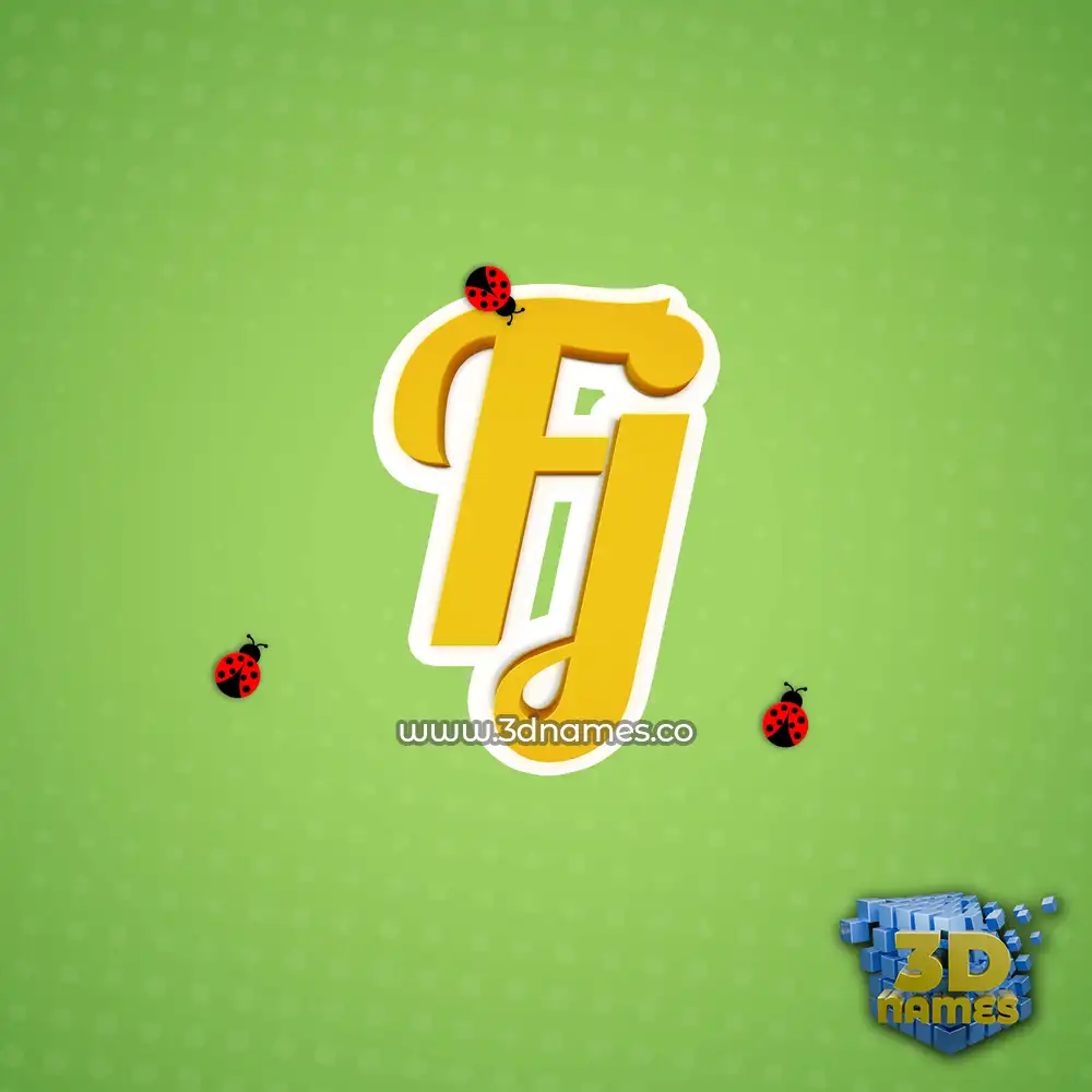 fj in Ladybugs style - 3D name wallpaper