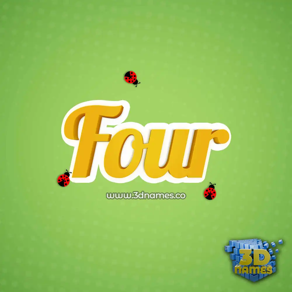 four in Ladybugs style - 3D name wallpaper
