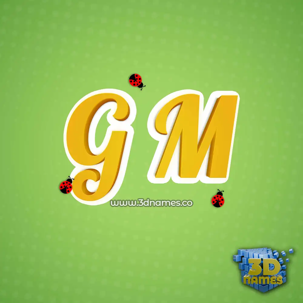 g m in Ladybugs style - 3D name wallpaper