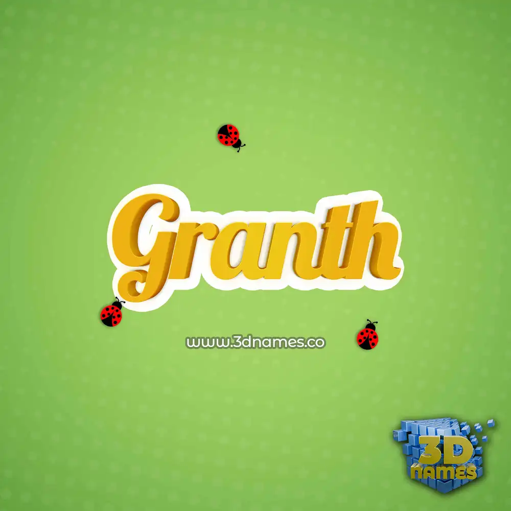 granth in Ladybugs style - 3D name wallpaper
