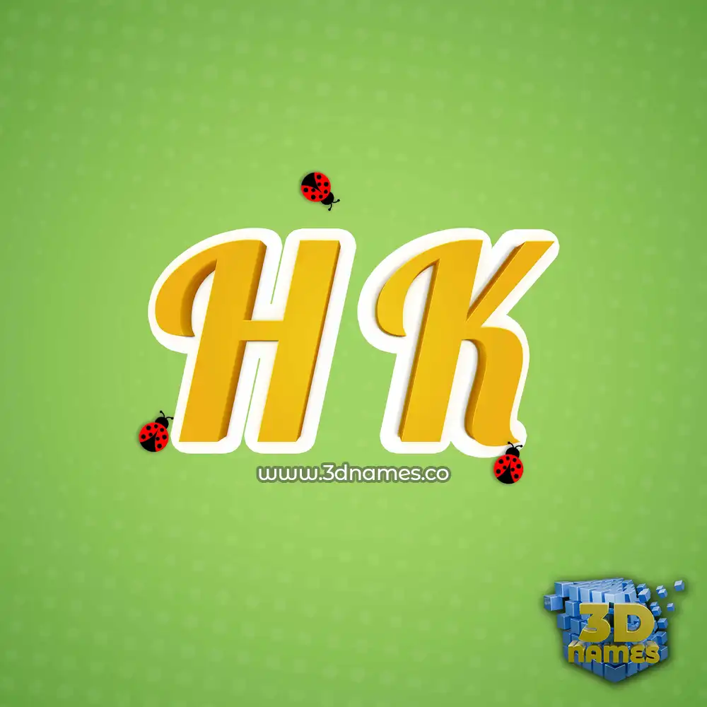 h k in Ladybugs style - 3D name wallpaper