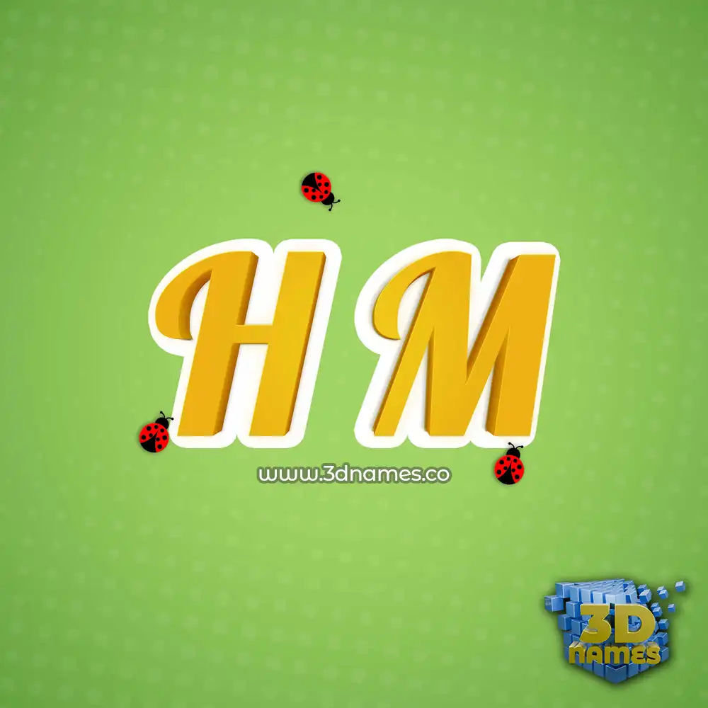 h m in Ladybugs style - 3D name wallpaper