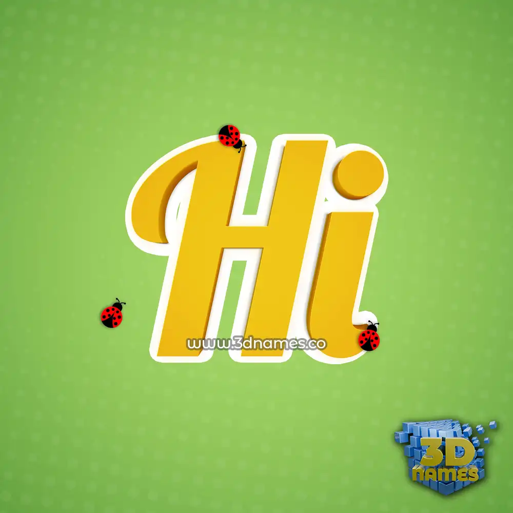 hi in Ladybugs style - 3D name wallpaper