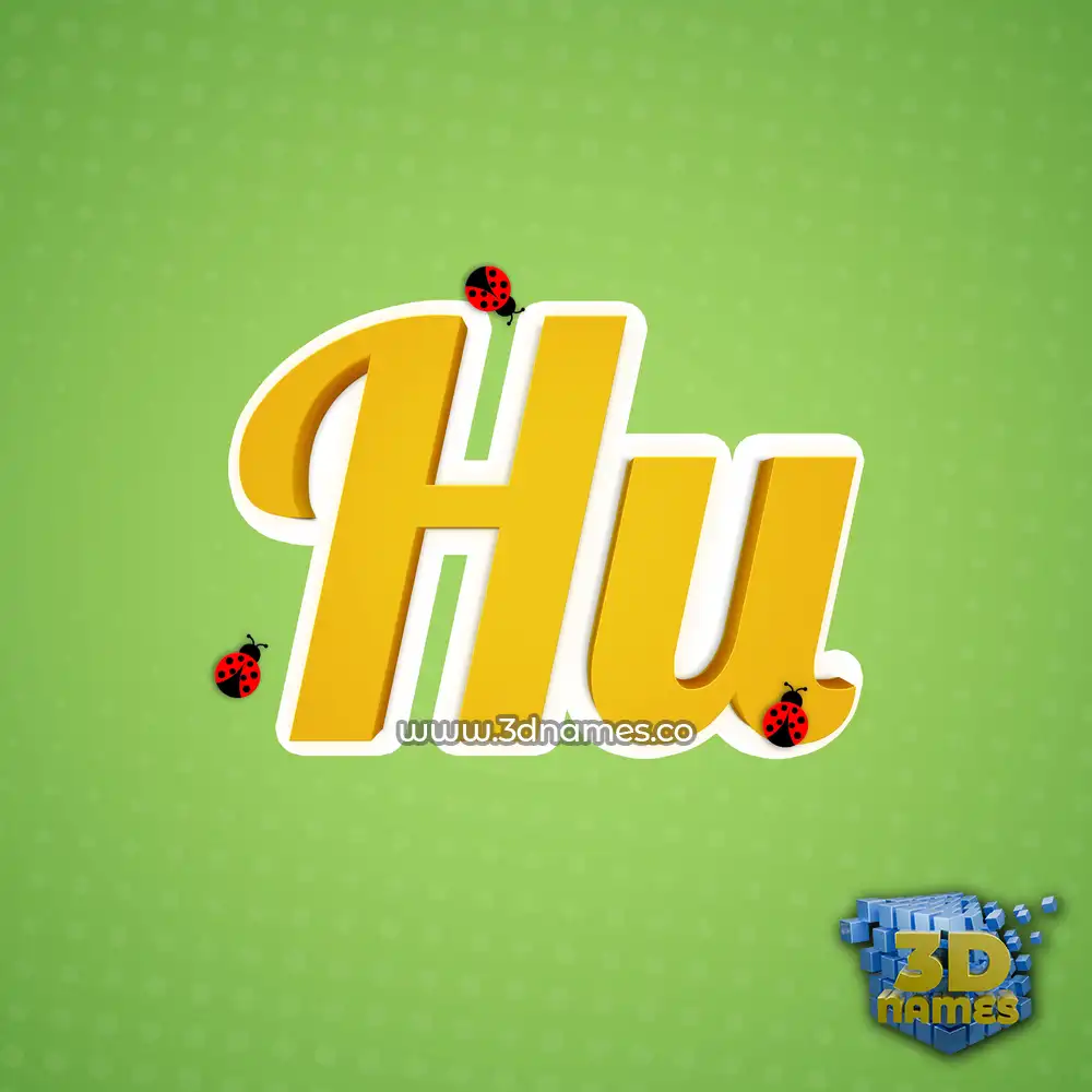 hu in Ladybugs style - 3D name wallpaper