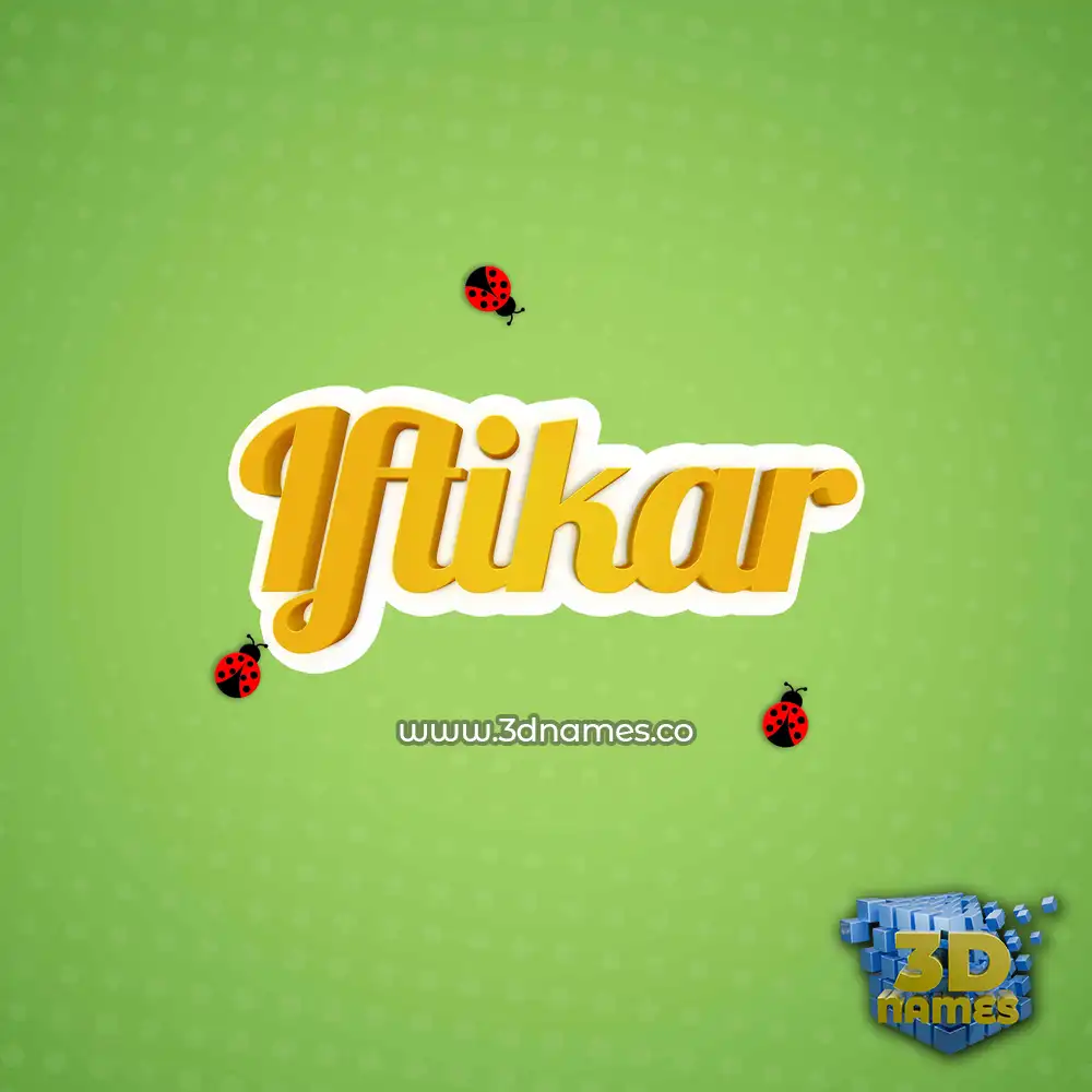 iftikar in Ladybugs style - 3D name wallpaper