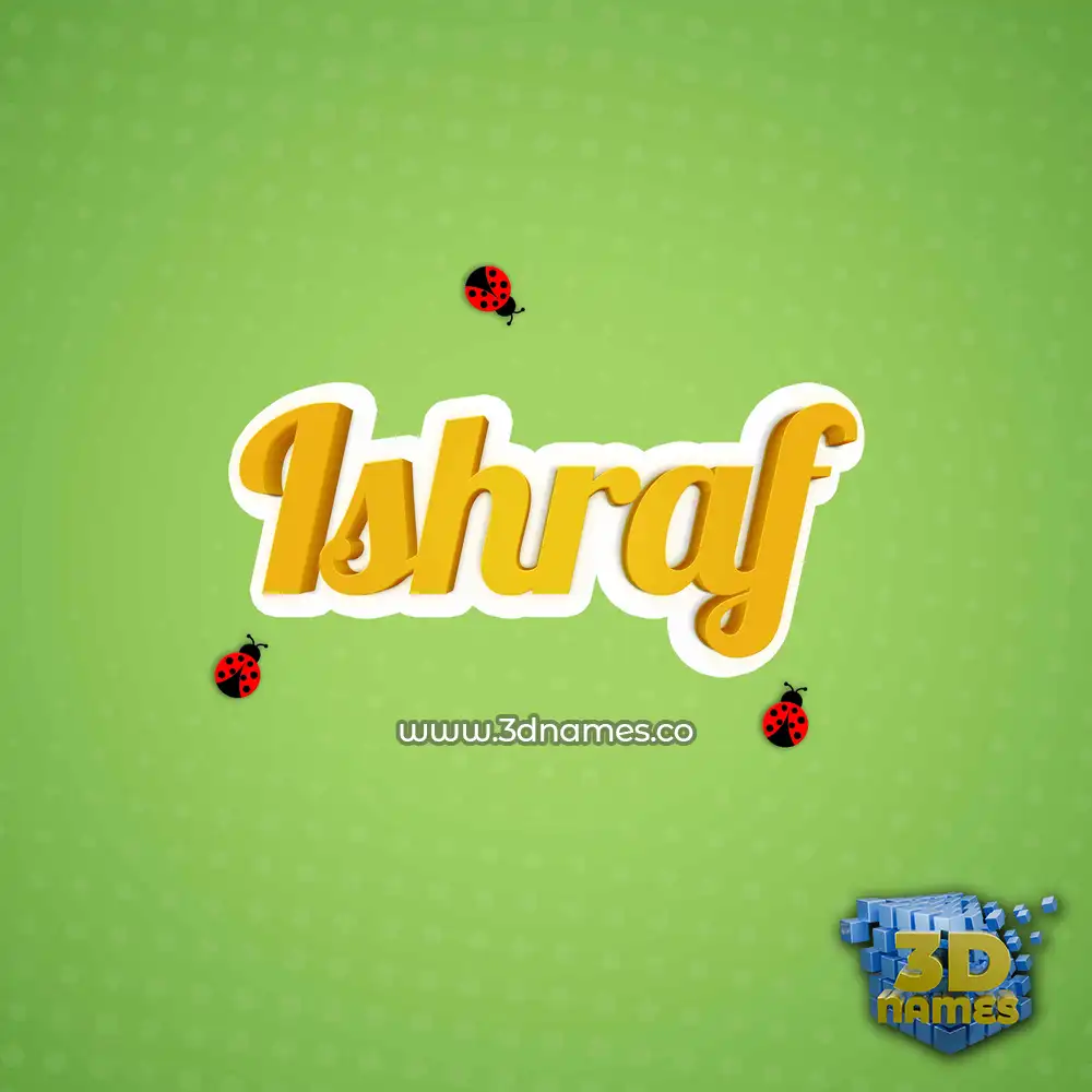 ishraf in Ladybugs style - 3D name wallpaper