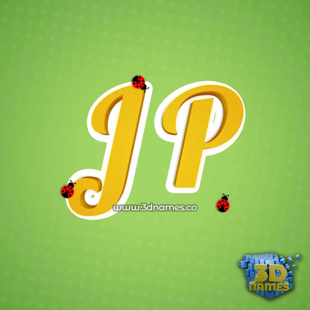 j p in Ladybugs style - 3D name wallpaper