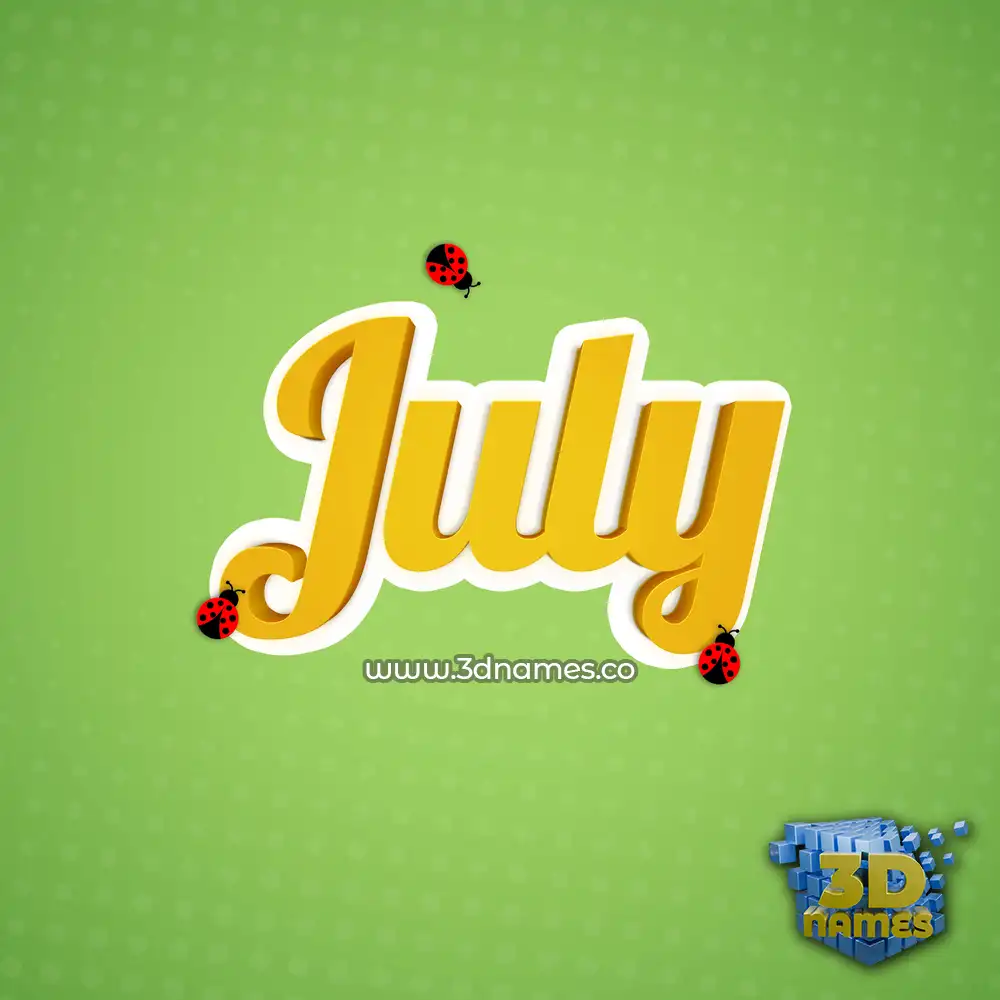 july in Ladybugs style - 3D name wallpaper
