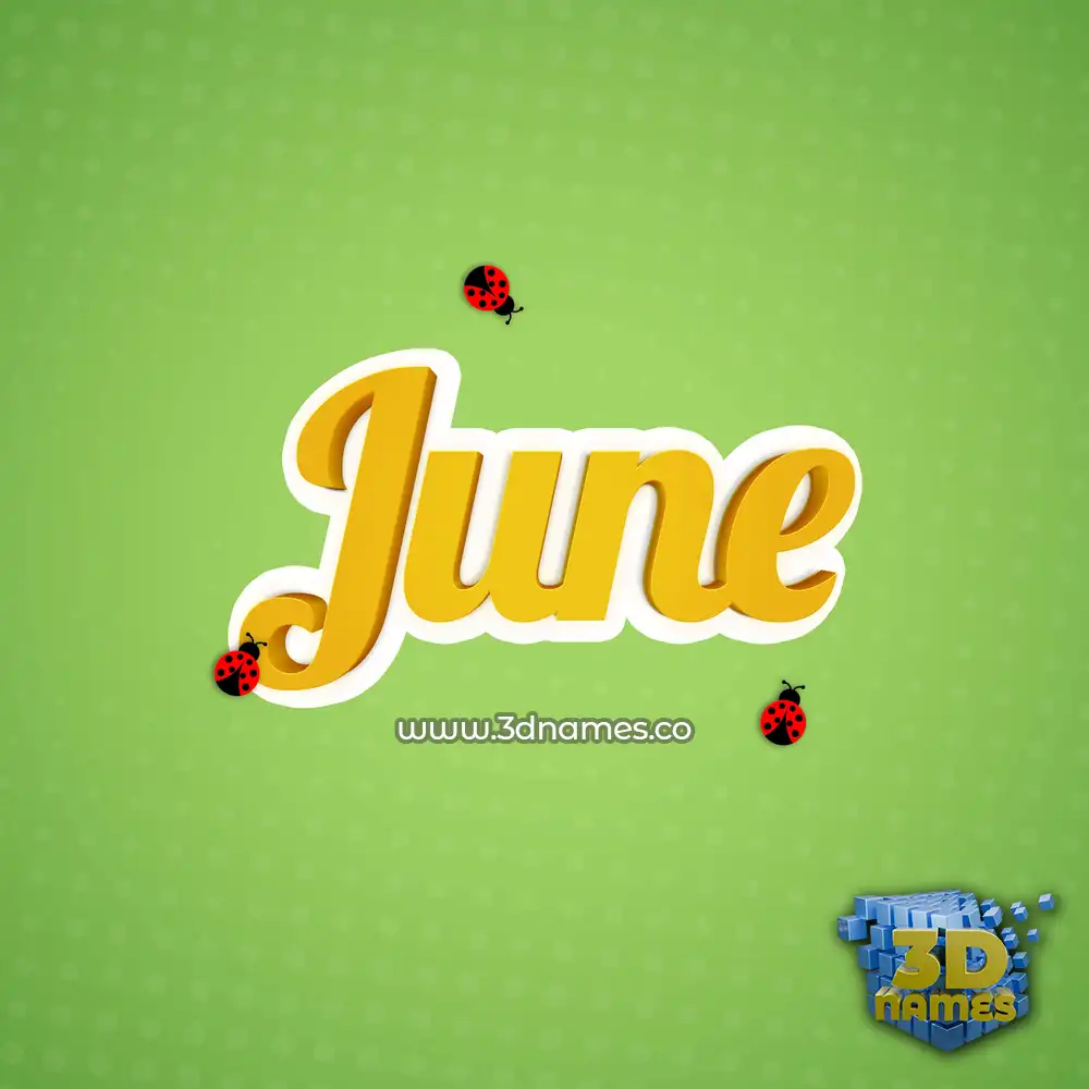 june in Ladybugs style - 3D name wallpaper