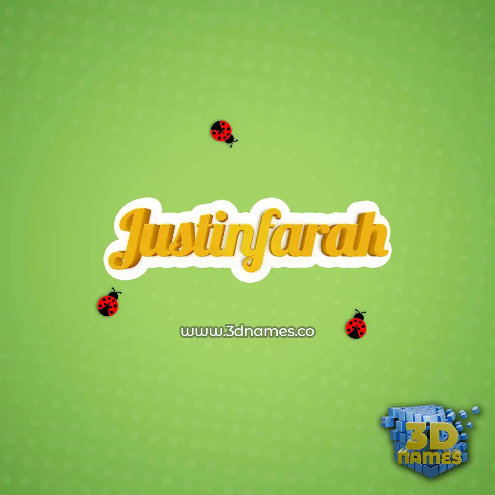 justinfarah in Ladybugs style - 3D name wallpaper