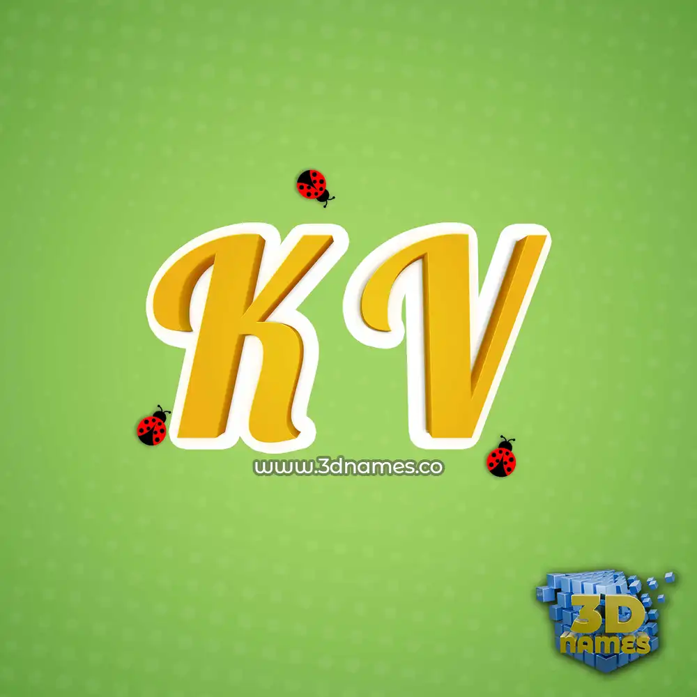 k v in Ladybugs style - 3D name wallpaper