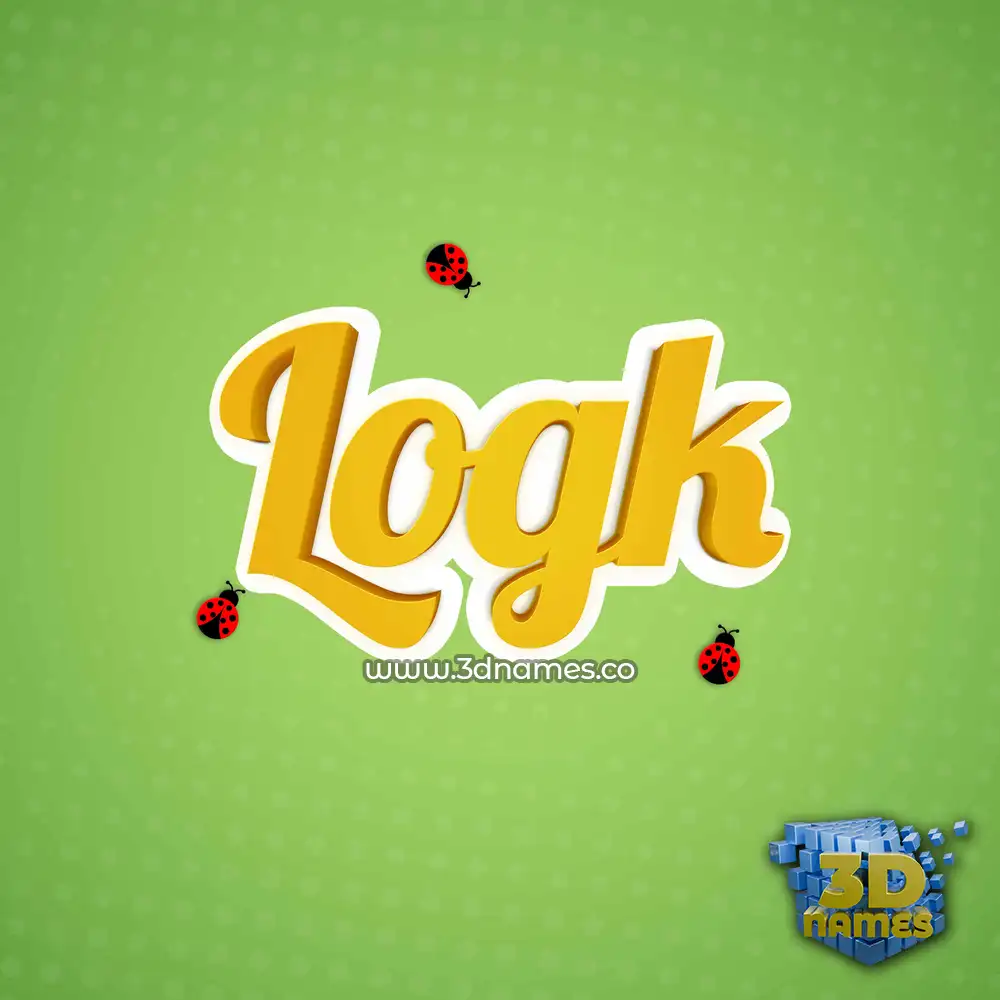 logk in Ladybugs style - 3D name wallpaper
