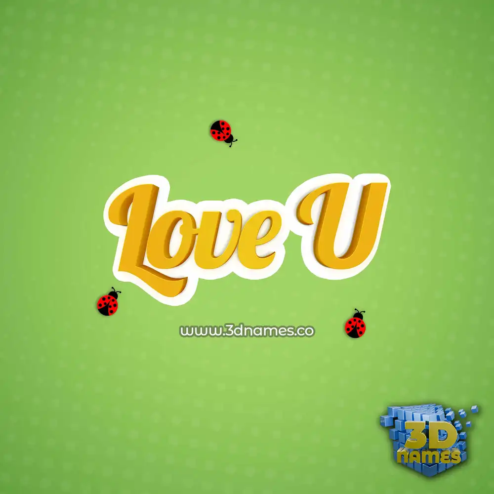 love u in Ladybugs style - 3D name wallpaper
