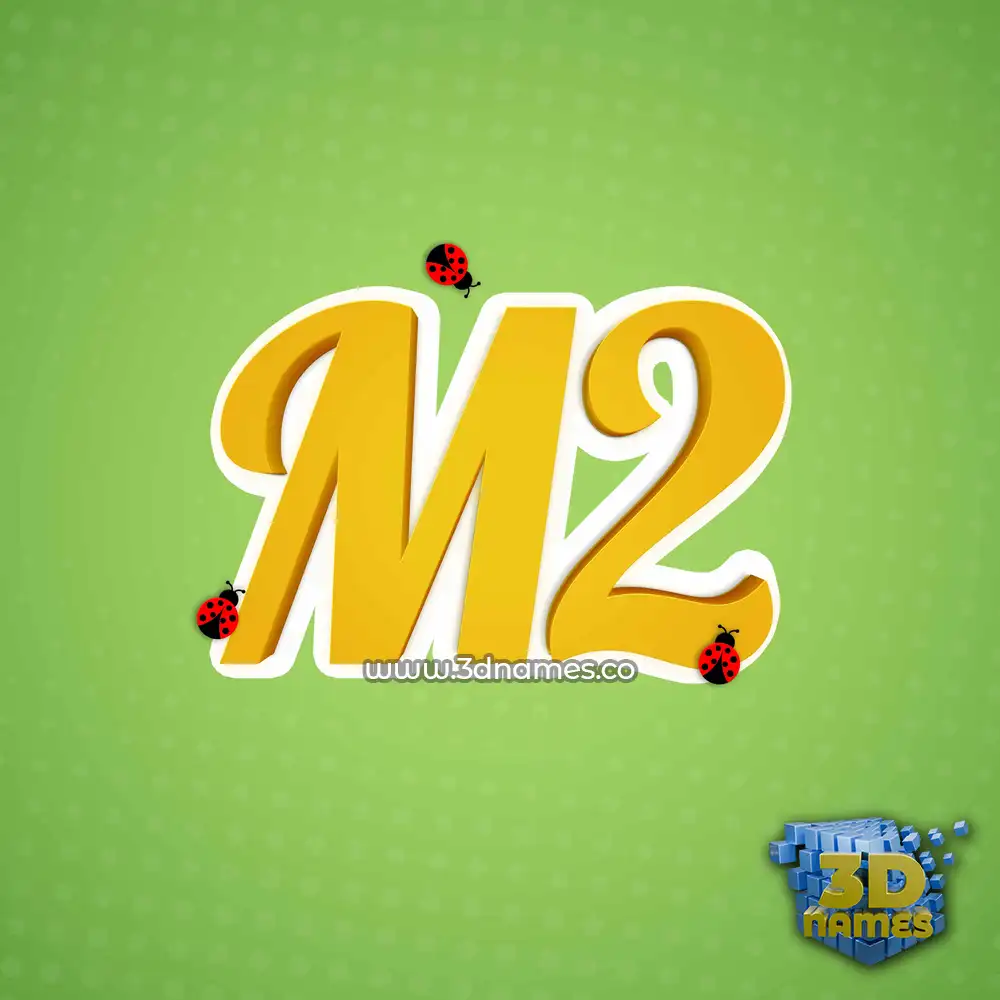 m2 in Ladybugs style - 3D name wallpaper