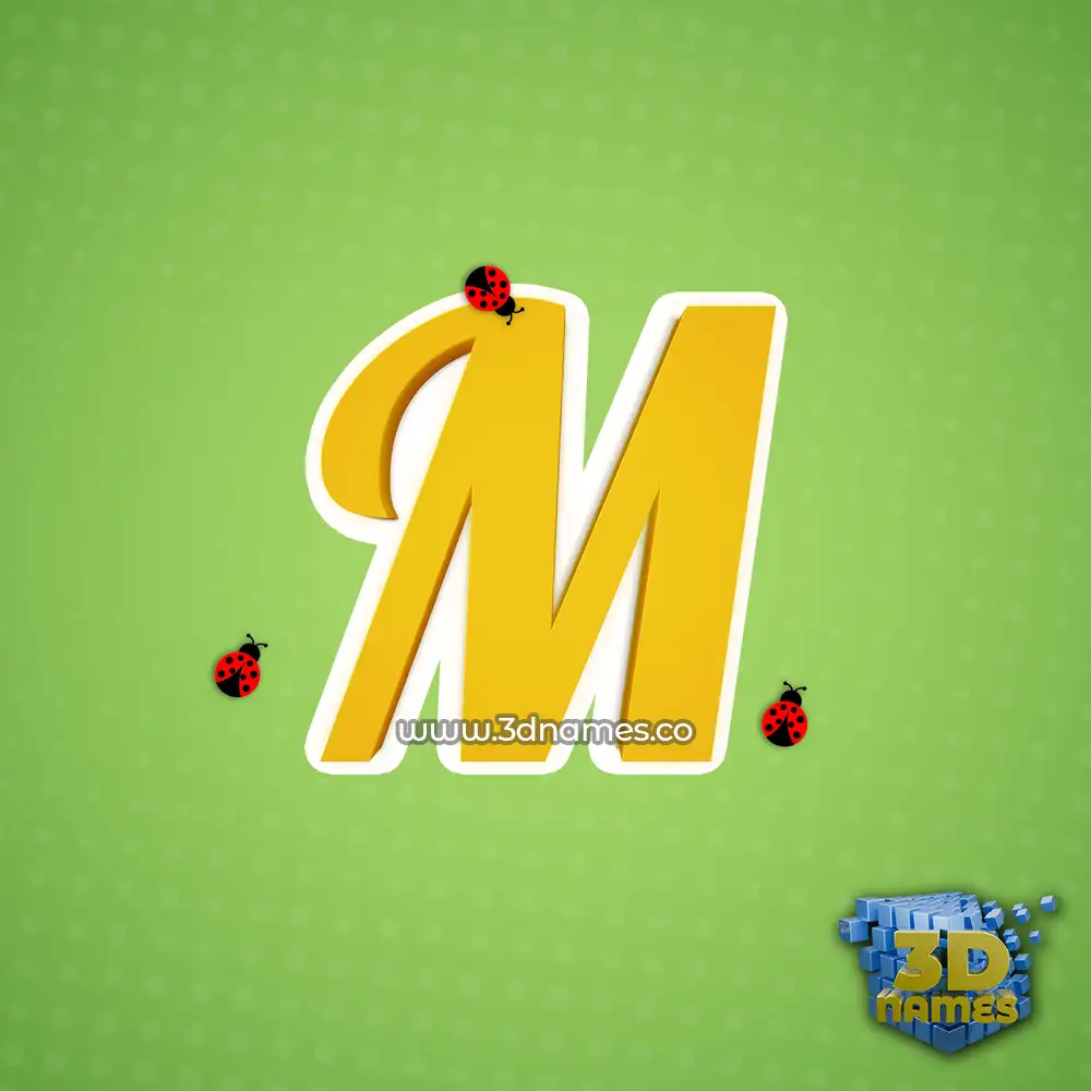 m in Ladybugs style - 3D name wallpaper