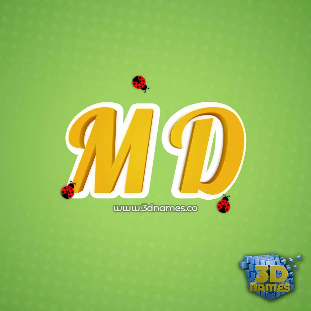 m d in Ladybugs style - 3D name wallpaper
