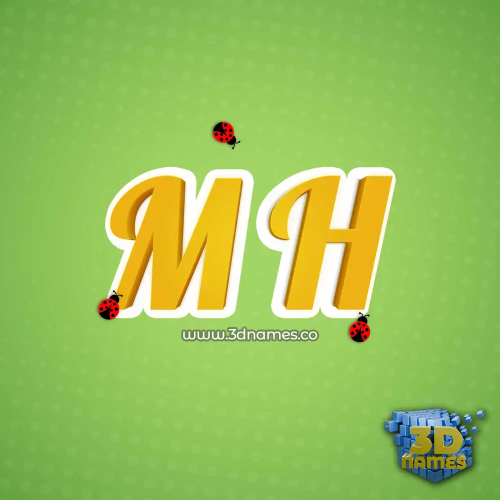 m h in Ladybugs style - 3D name wallpaper