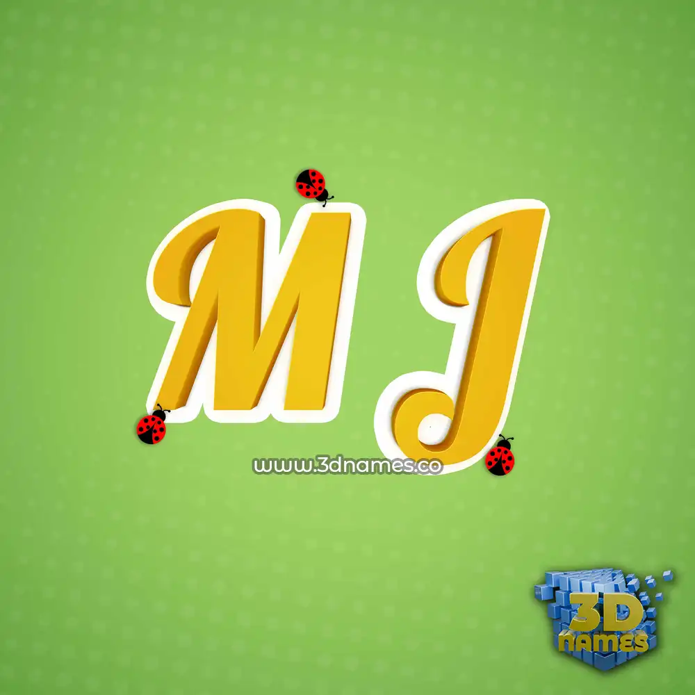 m j in Ladybugs style - 3D name wallpaper