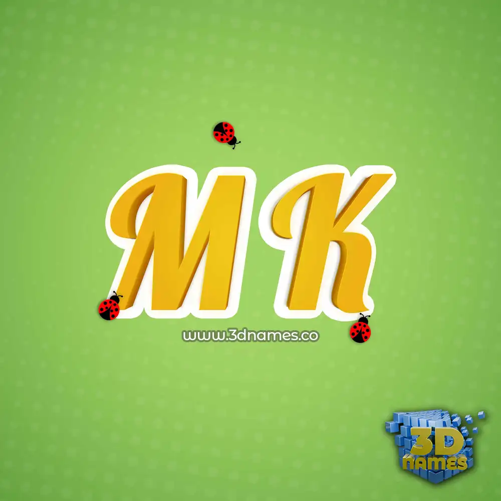 m k in Ladybugs style - 3D name wallpaper