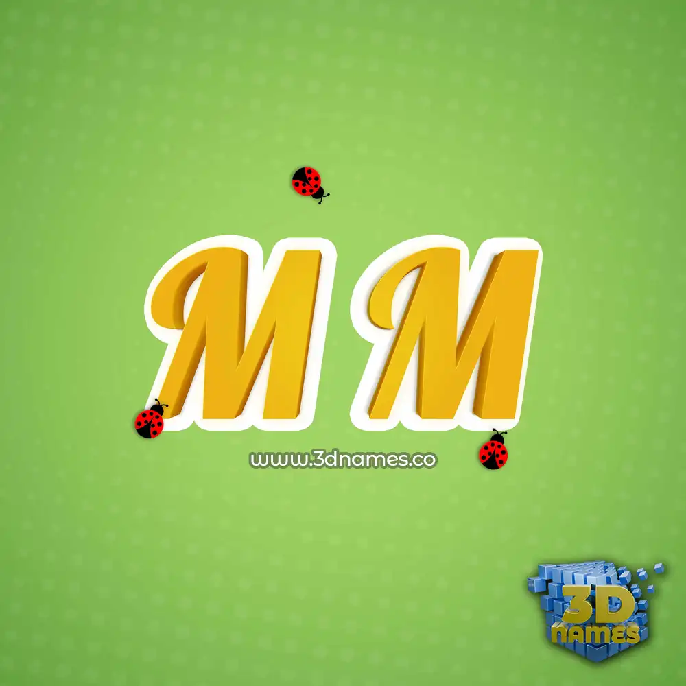 m m in Ladybugs style - 3D name wallpaper