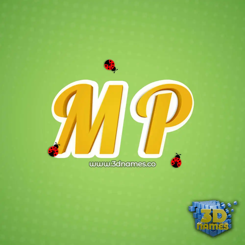 m p in Ladybugs style - 3D name wallpaper