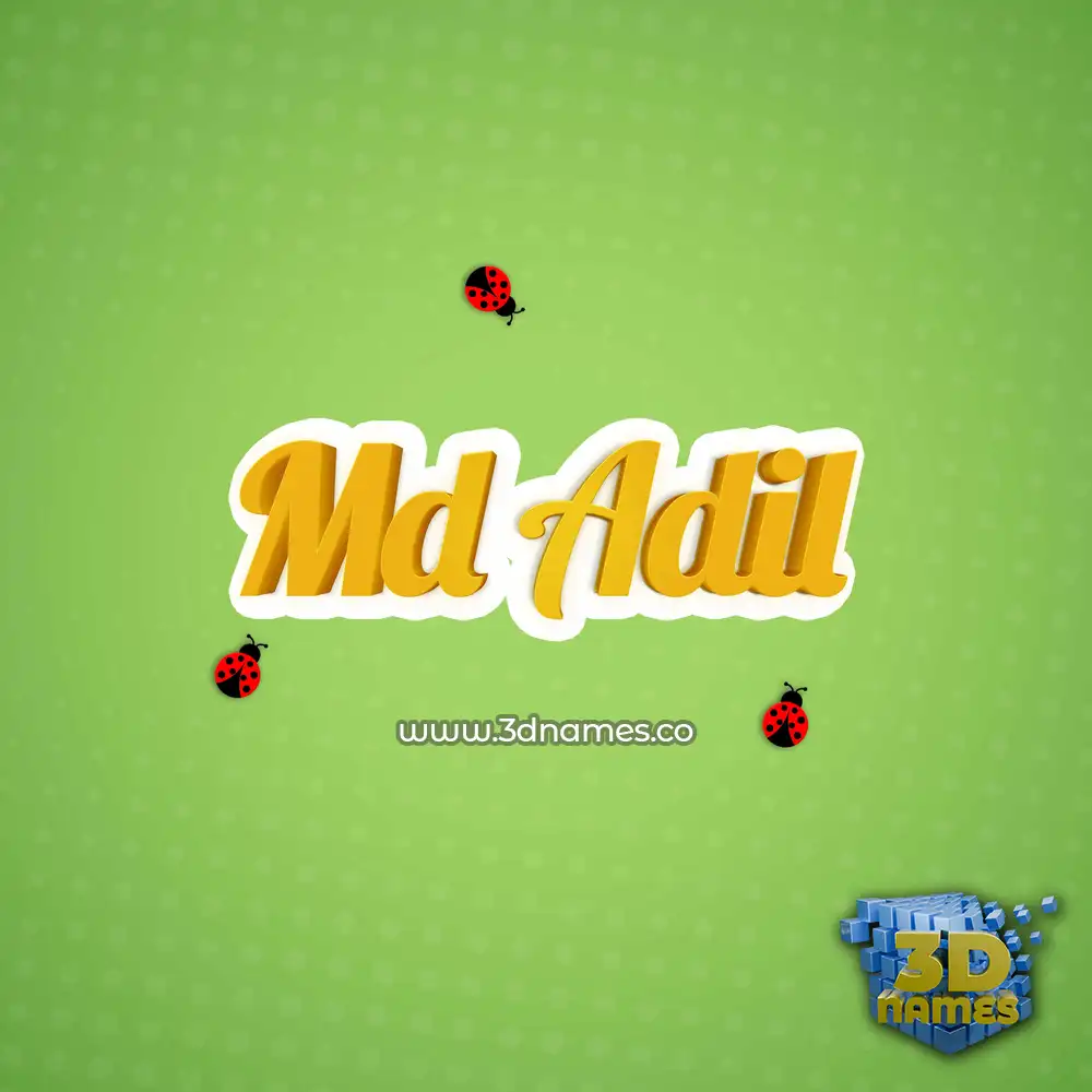 md adil in Ladybugs style - 3D name wallpaper