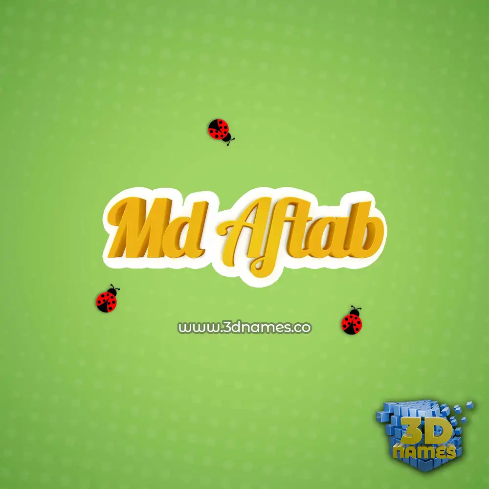 md aftab in Ladybugs style - 3D name wallpaper