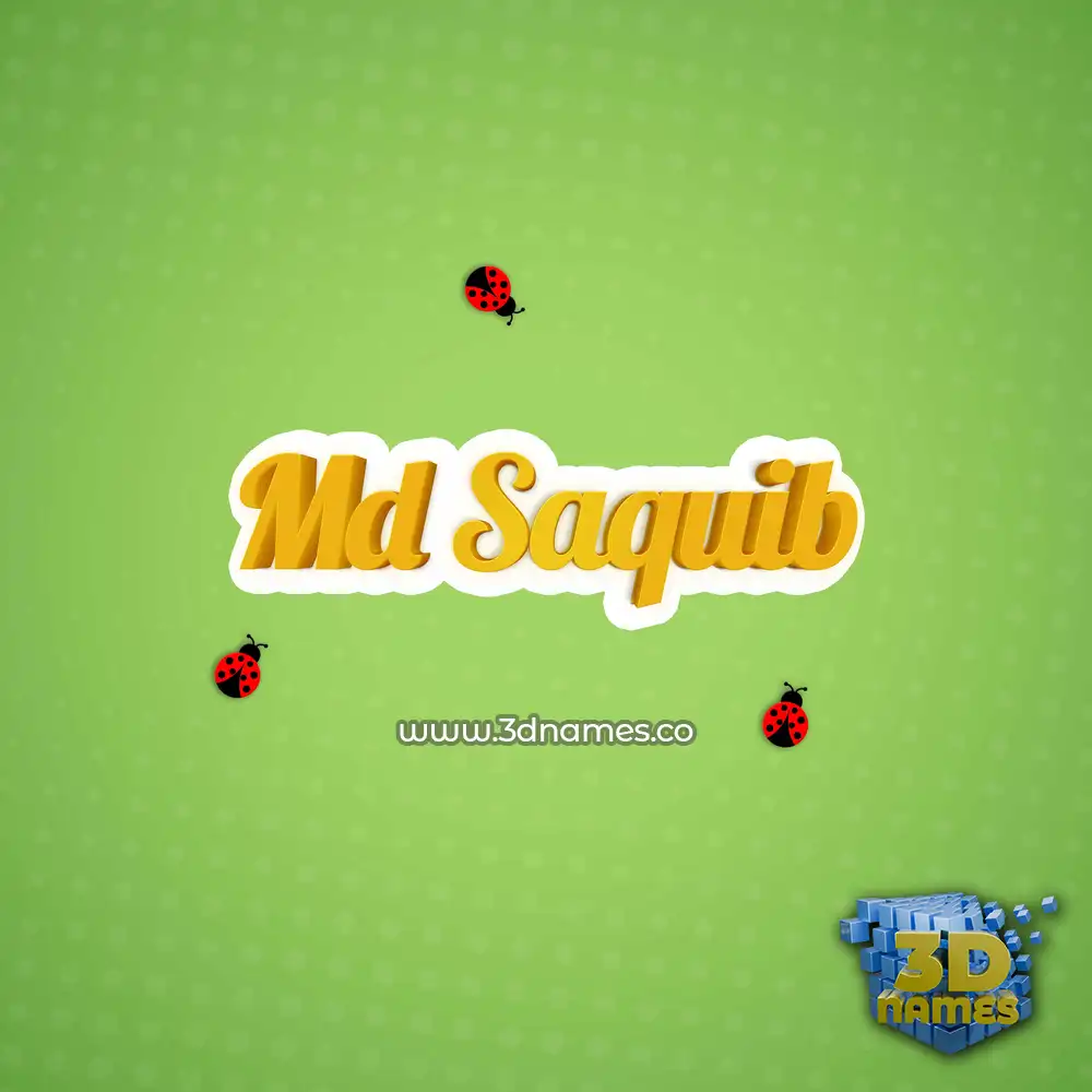 md saquib in Ladybugs style - 3D name wallpaper